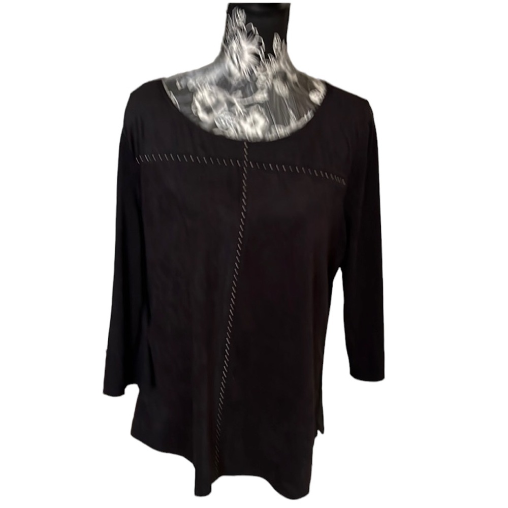 Style & Co size Large black faux suede 3/4 sleeve top with studs great w jeans